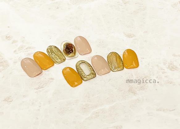 (194)ネイルチップ/ニュアンスネイル/サークルネイル/フレームネイル/メタリックネイル/上品/おしゃれ 3枚目の画像