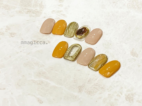 (194)ネイルチップ/ニュアンスネイル/サークルネイル/フレームネイル/メタリックネイル/上品/おしゃれ 4枚目の画像