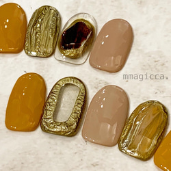 (194)ネイルチップ/ニュアンスネイル/サークルネイル/フレームネイル/メタリックネイル/上品/おしゃれ 5枚目の画像