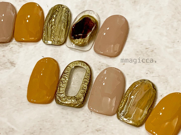 (194)ネイルチップ/ニュアンスネイル/サークルネイル/フレームネイル/メタリックネイル/上品/おしゃれ 5枚目の画像