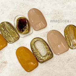 (194)ネイルチップ/ニュアンスネイル/サークルネイル/フレームネイル/メタリックネイル/上品/おしゃれ 6枚目の画像