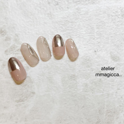(196)ネイルチップ/ニュアンス/ミラー/上品/おしゃれ/大人カジュアル/ドレス/和服/春ネイル/ネイルアクセサリー 2枚目の画像