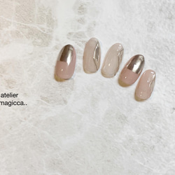 (196)ネイルチップ/ニュアンス/ミラー/上品/おしゃれ/大人カジュアル/ドレス/和服/春ネイル/ネイルアクセサリー 3枚目の画像