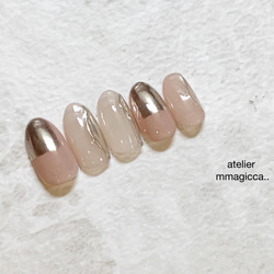 (196)ネイルチップ/ニュアンス/ミラー/上品/おしゃれ/大人カジュアル/ドレス/和服/春ネイル/ネイルアクセサリー 4枚目の画像