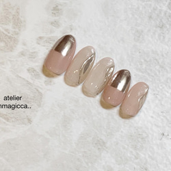 (196)ネイルチップ/ニュアンス/ミラー/上品/おしゃれ/大人カジュアル/ドレス/和服/春ネイル/ネイルアクセサリー 5枚目の画像