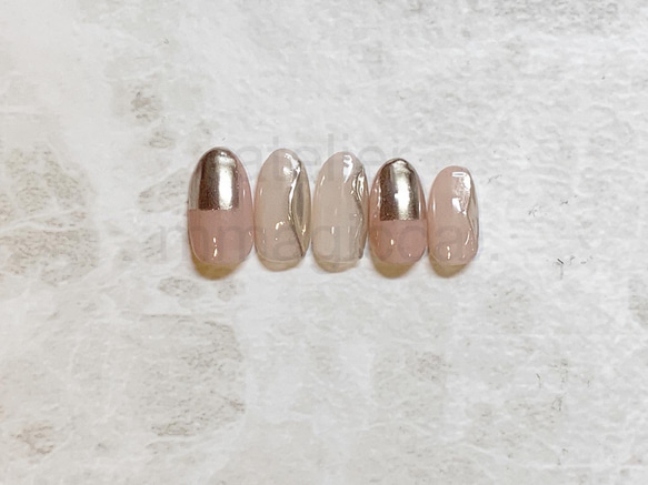 (196)ネイルチップ/ニュアンス/ミラー/上品/おしゃれ/大人カジュアル/ドレス/和服/春ネイル/ネイルアクセサリー 6枚目の画像
