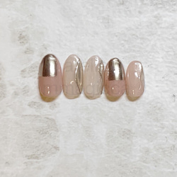 (196)ネイルチップ/ニュアンス/ミラー/上品/おしゃれ/大人カジュアル/ドレス/和服/春ネイル/ネイルアクセサリー 7枚目の画像