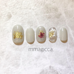 (24) ネイルチップ/ネイルアクセサリー/宝石カット/ハーバリウム風ネイル/大人/上品 1枚目の画像