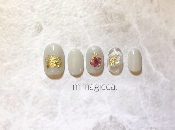 (24) ネイルチップ/ネイルアクセサリー/宝石カット/ハーバリウム風ネイル/大人/上品 1枚目の画像