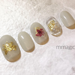 (24) ネイルチップ/ネイルアクセサリー/宝石カット/ハーバリウム風ネイル/大人/上品 2枚目の画像