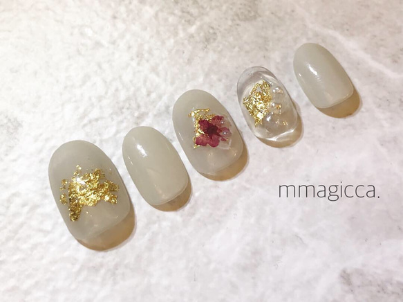 (24) ネイルチップ/ネイルアクセサリー/宝石カット/ハーバリウム風ネイル/大人/上品 2枚目の画像