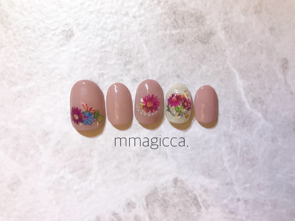 (25) ネイルチップ/ネイルアクセサリー/宝石カット/ハーバリウム風ネイル/大人/上品 1枚目の画像