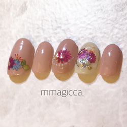 (25) ネイルチップ/ネイルアクセサリー/宝石カット/ハーバリウム風ネイル/大人/上品 3枚目の画像