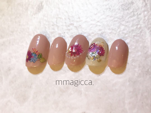 (25) ネイルチップ/ネイルアクセサリー/宝石カット/ハーバリウム風ネイル/大人/上品 3枚目の画像