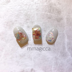 (26) ネイルチップ/ネイルアクセサリー/宝石カット/ハーバリウム風ネイル/3D/大人/上品 1枚目の画像