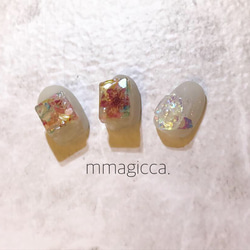 (26) ネイルチップ/ネイルアクセサリー/宝石カット/ハーバリウム風ネイル/3D/大人/上品 3枚目の画像