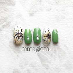 (37) ネイルチップ/大人/可愛い/お花/上品/お洒落/ネイルアクセサリー/春/初夏/夏 1枚目の画像