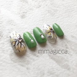 (37) ネイルチップ/大人/可愛い/お花/上品/お洒落/ネイルアクセサリー/春/初夏/夏 2枚目の画像