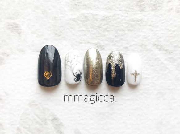 (56) ネイルチップ/大人/可愛い/ハロウィン/上品/お洒落/ネイルアクセサリー/秋 1枚目の画像