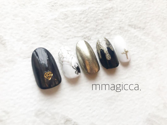 (56) ネイルチップ/大人/可愛い/ハロウィン/上品/お洒落/ネイルアクセサリー/秋 2枚目の画像