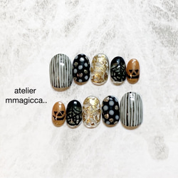 (58) ネイルチップ/大人/可愛い/ハロウィン/上品/金箔/ネイルアクセサリー/秋 4枚目の画像