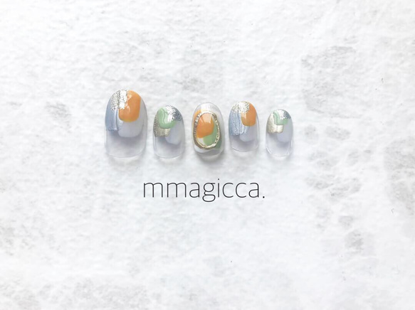 (66) ネイルチップ/ジェルネイル/ニュアンス/大人/可愛い/上品/ネイルアクセサリー/春/初夏/夏 1枚目の画像