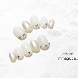 (94) ネイルチップ/お洒落/上品/お花レース/レース風/ネイルアクセサリー/ウェディング/ブライダル 3枚目の画像