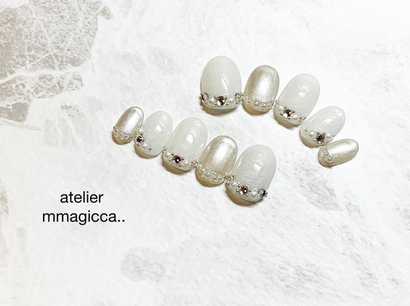 (94) ネイルチップ/お洒落/上品/お花レース/レース風/ネイルアクセサリー/ウェディング/ブライダル 4枚目の画像