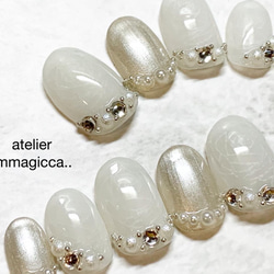 (94) ネイルチップ/お洒落/上品/お花レース/レース風/ネイルアクセサリー/ウェディング/ブライダル 5枚目の画像