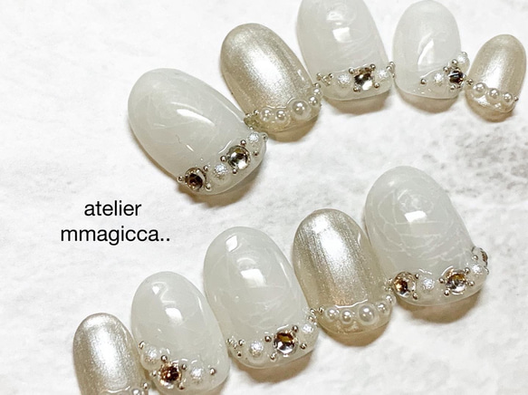 (94) ネイルチップ/お洒落/上品/お花レース/レース風/ネイルアクセサリー/ウェディング/ブライダル 5枚目の画像