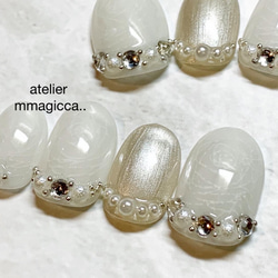 (94) ネイルチップ/お洒落/上品/お花レース/レース風/ネイルアクセサリー/ウェディング/ブライダル 6枚目の画像