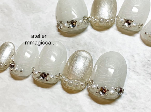 (94) ネイルチップ/お洒落/上品/お花レース/レース風/ネイルアクセサリー/ウェディング/ブライダル 6枚目の画像