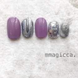 (126)mmagicca.13th/ネイルチップ/ミラーボールネイル/ガラスネイル/グラスネイル/うねうねメタリック 2枚目の画像