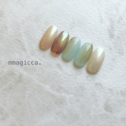 (168)ネイルチップ/ニュアンス/上品/おしゃれ/大人/オーロラ/パール/ミラーネイル /春夏/ネイルアクセサリー 3枚目の画像