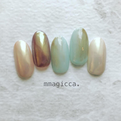 (168)ネイルチップ/ニュアンス/上品/おしゃれ/大人/オーロラ/パール/ミラーネイル /春夏/ネイルアクセサリー 4枚目の画像