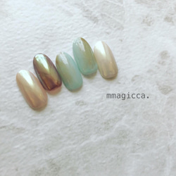 (168)ネイルチップ/ニュアンス/上品/おしゃれ/大人/オーロラ/パール/ミラーネイル /春夏/ネイルアクセサリー 6枚目の画像