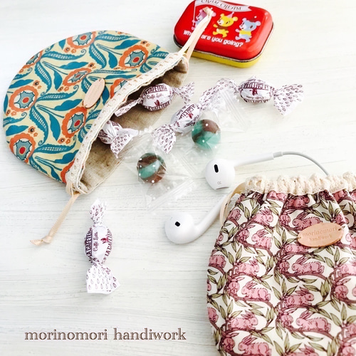 チェリードロップ巾着袋リバティのハンドメイド