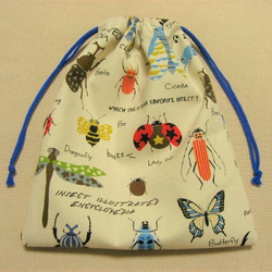 給食袋コップ入れ２枚セット  昆虫図鑑柄(イエロー＆ライトブルー) 給食袋コップ入れ2枚セット 昆虫図鑑柄(イエロー＆ライトブルー)