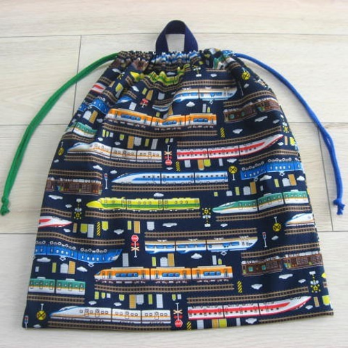 りぃママさまオーダーのお品④』◇体操服袋◇40×35cm◇総柄電車 