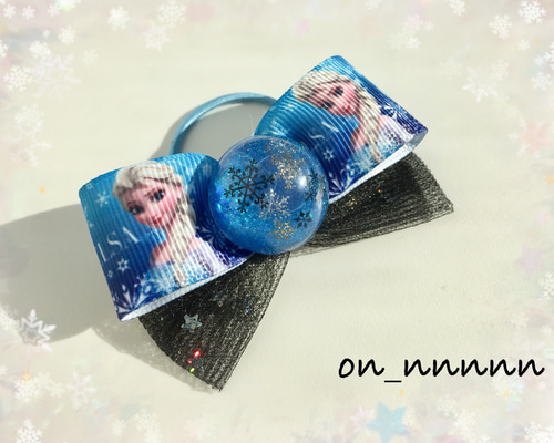 受注製作】アナ雪 結晶キラキラ エルサヘアゴム リボン・テープ onnnn
