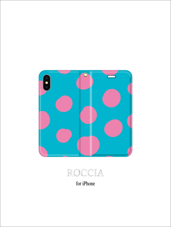 iphone XS ケース 手帳型 スマホケース 35 ピンクの水玉 2枚目の画像