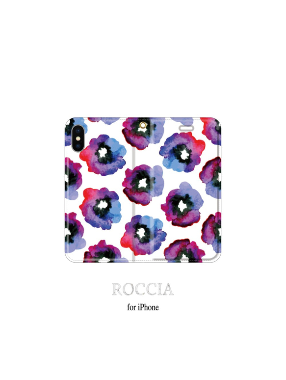 iphone xs ケース 手帳 スマホケース 115 花柄 水彩 2枚目の画像