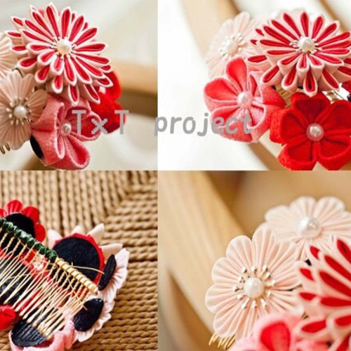 つまみ細工〉かんざし簪/櫛髪飾り/梅/桜☆日本髪和装花火卒業式結婚式