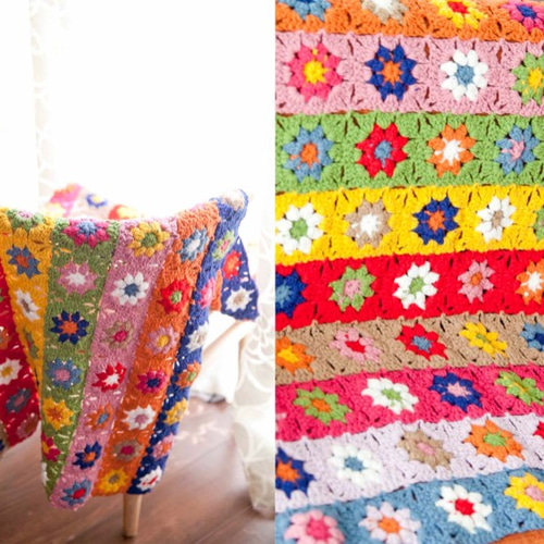 ハンドメイドかぎ針編み お花 モチーフ編み☆手作り/編み物/鍵編み 
