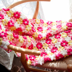 かぎ針編み お花 モチーフ編み ❁ 花爛漫 サンシャイン ❁手作り/編み物★ひざ掛け ソファーカバー　ブランケット 4枚目の画像