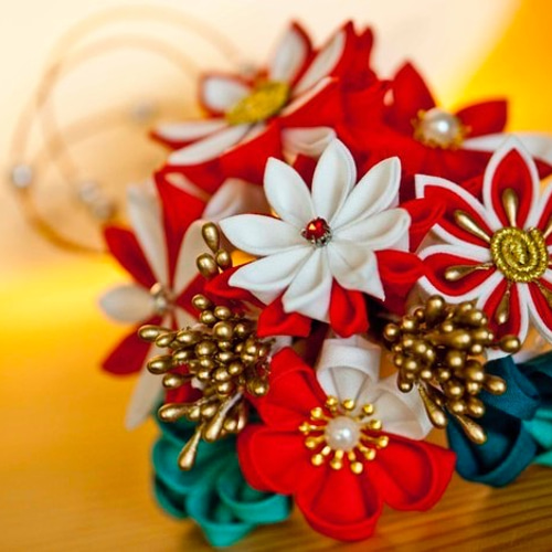 つまみ細工〉かんざし簪/櫛髪飾り/剣花☆濃醇☆日本髪和装成人式