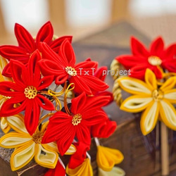 つまみ細工❁かんざし・櫛髪飾り 秋色・紅葉/もみじ2点セット☆日本髪 