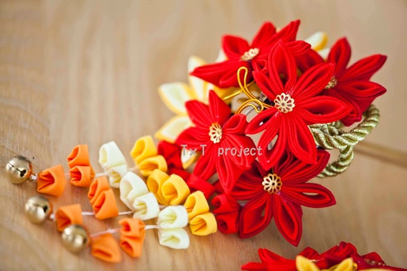 つまみ細工❁かんざし・櫛髪飾り 秋色・紅葉/もみじ2点セット☆日本髪