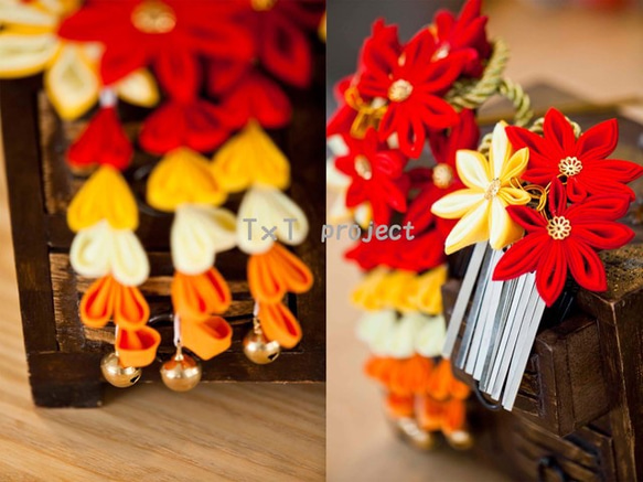 つまみ細工❁かんざし・櫛髪飾り 秋色・紅葉/もみじ2点セット☆日本髪