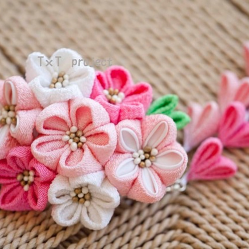 つまみ細工〉ハンドメイドかんざし簪/櫛髪飾り/梅桜☆桃☆日本髪